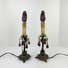 Pair of Vintage Table Lamps with Amethyst Drops and Czech Bead Covers