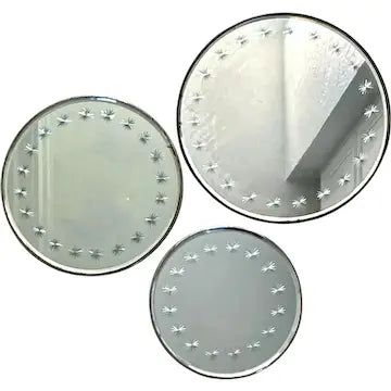 Set of 3 Etched Starburst Mirrors 14”, 12” & 10”