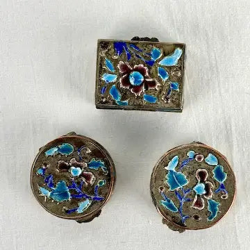 Set of Three Chinese Miniature Enameled Pill Boxes