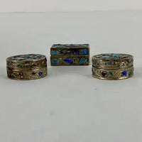 Set of Three Chinese Miniature Enameled Pill Boxes