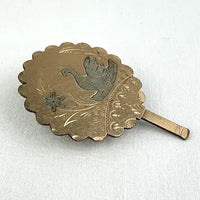 Silver and Gold Filled Engraved Swan Mourning Brooch