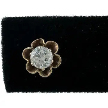 Single Vintage 10k Gold Diamond Buttercup Earring