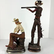 Unique Pair of Vintage Cowboy Sculptures