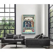 Very Large Vintage Hand Painted Chinese Ancestor Portrait on Canvas