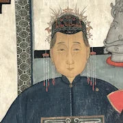 Very Large Vintage Hand Painted Chinese Ancestor Portrait on Canvas