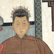 Very Large Vintage Hand Painted Chinese Ancestor Portrait on Canvas
