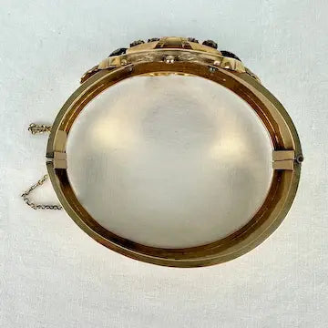 Victorian 14k Gold & Diamond Hinged Bracelet