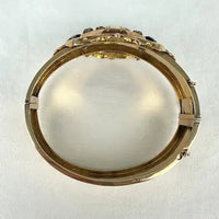 Victorian 14k Gold & Diamond Hinged Bracelet