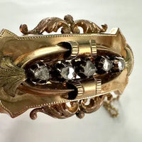Victorian 14k Gold & Diamond Hinged Bracelet