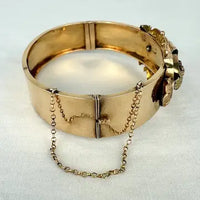Victorian 14k Gold & Diamond Hinged Bracelet