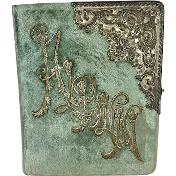 Victorian Blue Velvet Photo Album - Empty