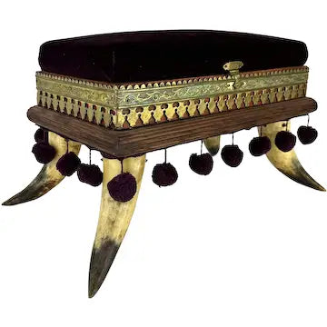 Victorian Bovine Horn Sewing Box Foot Stool