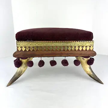 Victorian Bovine Horn Sewing Box Foot Stool