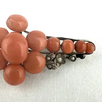 Victorian Coral and Seed Pearl Brooch
