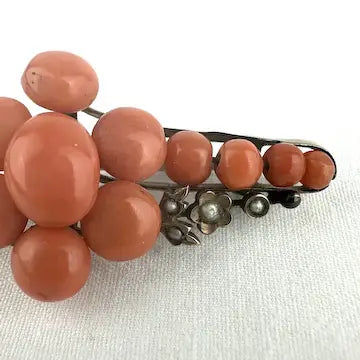 Victorian Coral and Seed Pearl Brooch