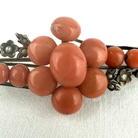 Victorian Coral and Seed Pearl Brooch