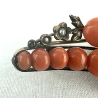 Victorian Coral and Seed Pearl Brooch