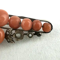 Victorian Coral and Seed Pearl Brooch