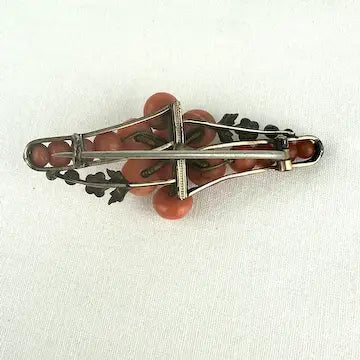 Victorian Coral and Seed Pearl Brooch