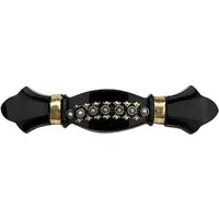 Victorian French Jet Mourning Bar Brooch with Seed Pearls