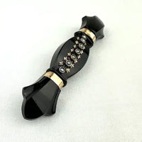 Victorian French Jet Mourning Bar Brooch with Seed Pearls