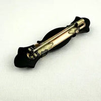 Victorian French Jet Mourning Bar Brooch with Seed Pearls
