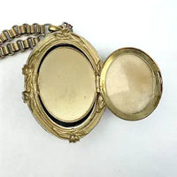 Victorian Revival Cameo Locket Necklace on a Book Chain