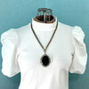 Victorian Revival Cameo Locket Necklace on a Book Chain