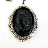 Victorian Revival Cameo Locket Necklace on a Book Chain