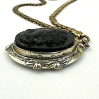 Victorian Revival Cameo Locket Necklace on a Book Chain