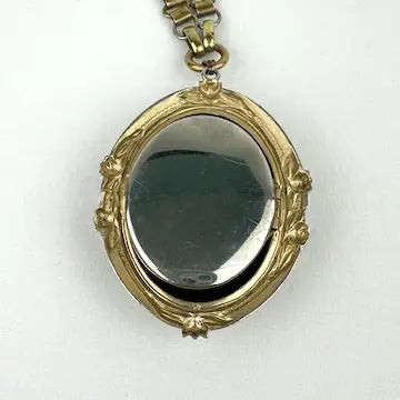 Victorian Revival Cameo Locket Necklace on a Book Chain