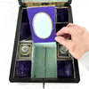 Victorian Wood Marquetry Sewing Vanity Box with 2 Fragrance Bottles