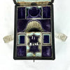 Victorian Wood Marquetry Sewing Vanity Box with 2 Fragrance Bottles