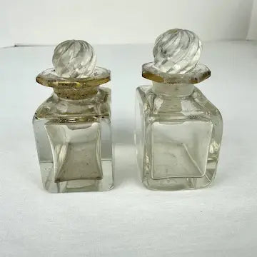 Victorian Wood Marquetry Sewing Vanity Box with 2 Fragrance Bottles