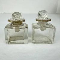 Victorian Wood Marquetry Sewing Vanity Box with 2 Fragrance Bottles