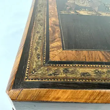 Victorian Wood Marquetry Sewing Vanity Box with 2 Fragrance Bottles