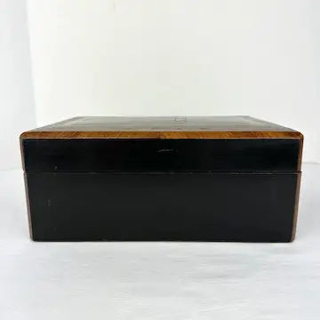 Victorian Wood Marquetry Sewing Vanity Box with 2 Fragrance Bottles