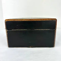 Victorian Wood Marquetry Sewing Vanity Box with 2 Fragrance Bottles