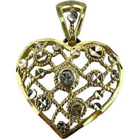 Vintage 10k Gold Diamond Heart Pendant