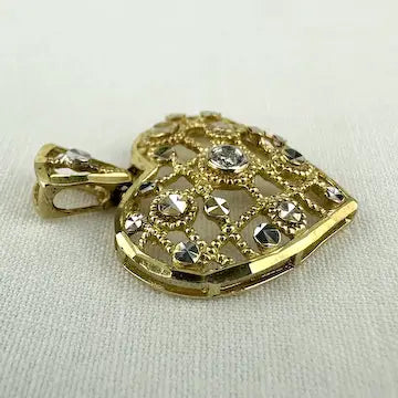 Vintage 10k Gold Diamond Heart Pendant