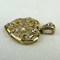 Vintage 10k Gold Diamond Heart Pendant