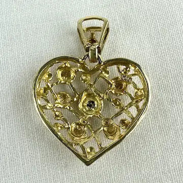 Vintage 10k Gold Diamond Heart Pendant