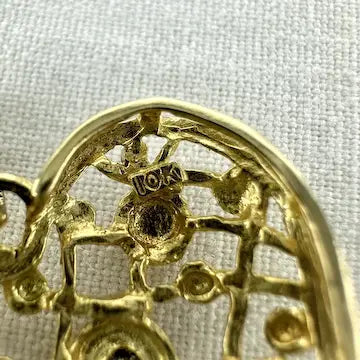 Vintage 10k Gold Diamond Heart Pendant