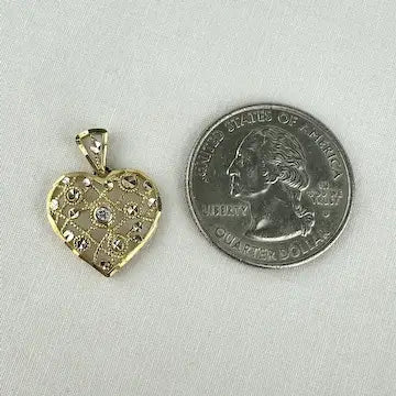 Vintage 10k Gold Diamond Heart Pendant