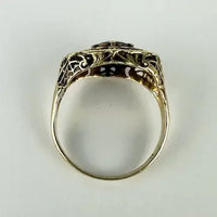 Vintage 10k Gold Filigree Garnet Ring