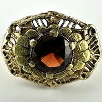Vintage 10k Gold Filigree Garnet Ring