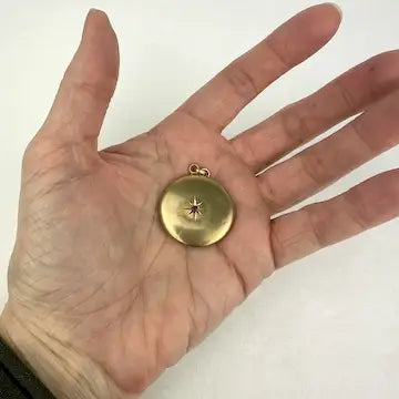 Vintage 10k Gold Locket with Incised Star