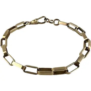 Vintage 10k Rose Gold Paper Clip Chain Bracelet with Gold Filled Clasp