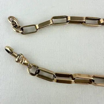 Vintage 10k Rose Gold Paper Clip Chain Bracelet with Gold Filled Clasp