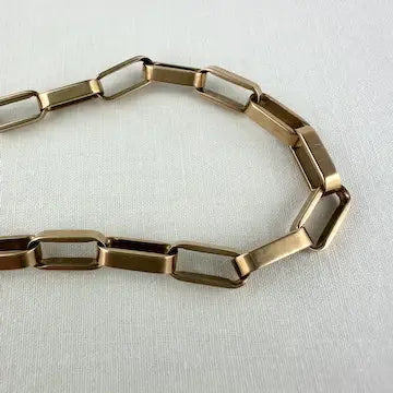 Vintage 10k Rose Gold Paper Clip Chain Bracelet with Gold Filled Clasp